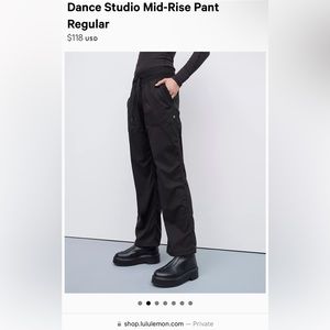 Lululemon Women’s black Dance Studio Mid-Rise Pant
Regular size 8 unlined
